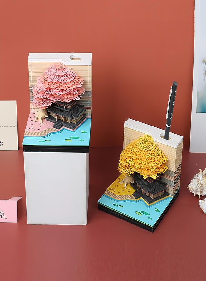 MACTANO 3D Art Memo Pad 2024, Creative Timepiece Calendar Castle Rip Away Paper Carving Sticky DIY Note - Image 4