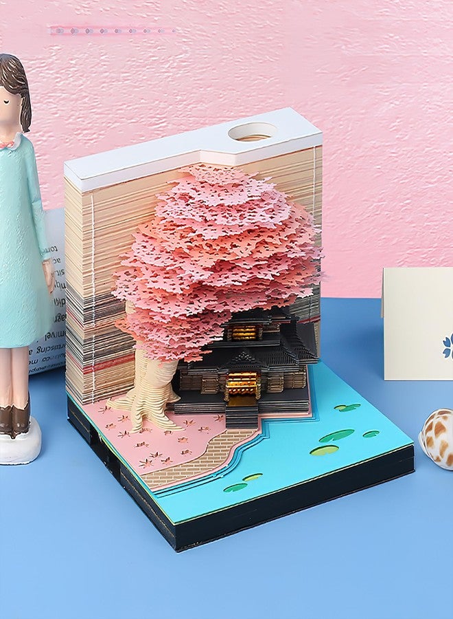 MACTANO 3D Art Memo Pad 2024, Creative Timepiece Calendar Castle Rip Away Paper Carving Sticky DIY Note - Image 2