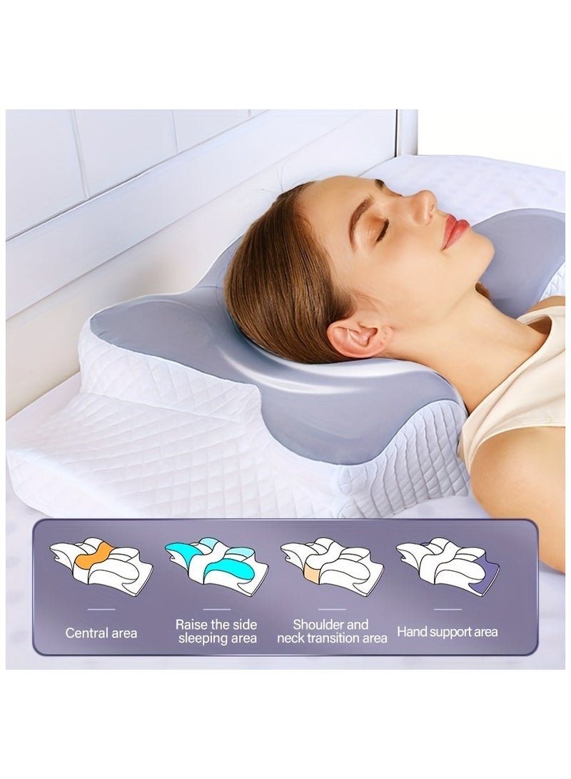 1pc Cervical Pillow – Slow Rebound Cool Soft Foam, Ergonomic Orthopedic Contour Neck Support Pillow for Side, Back & Stomach Sleeping – Breathable & Machine Washable Cover – Ideal for Pain Relief & Deep Sleep, Perfect Gift for Parents and Girlfriends  - Image 1