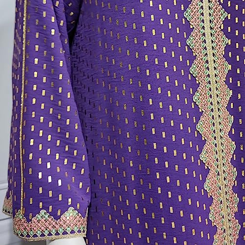 FPOVFPO Womens Muslim Abaya Dress One-Piece V Neck Bronzing Dress Islamic Full Length Kaftan Daily Casual Dress Purple - Image 5