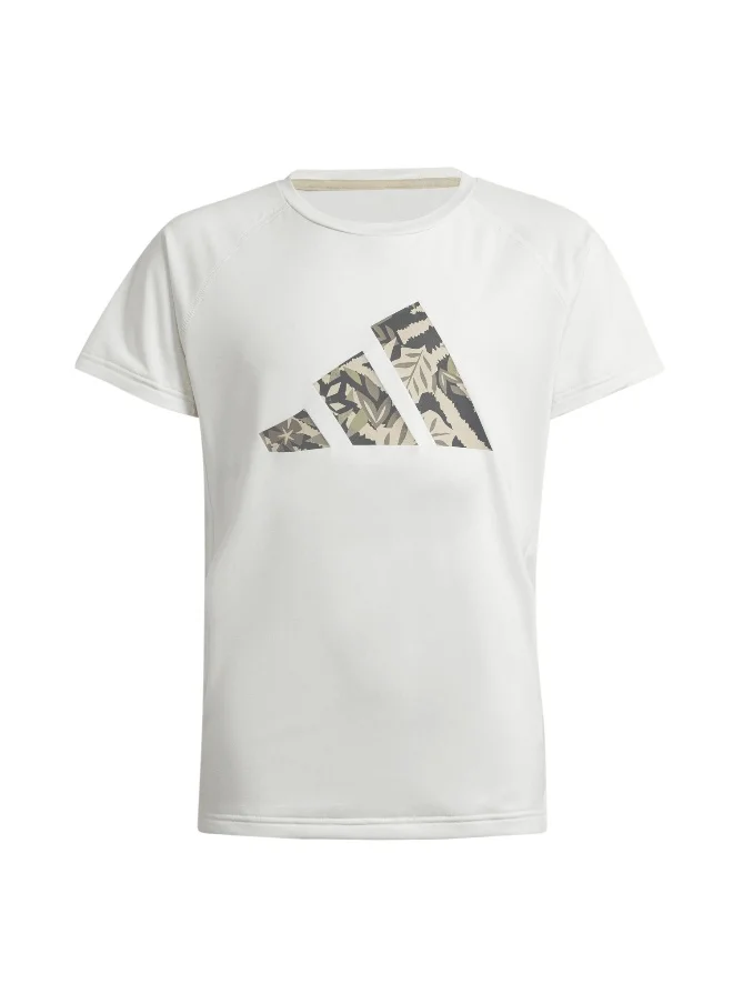 اديداس adidas G Dy Lk T Beige Training T-Shirts 5-6Y