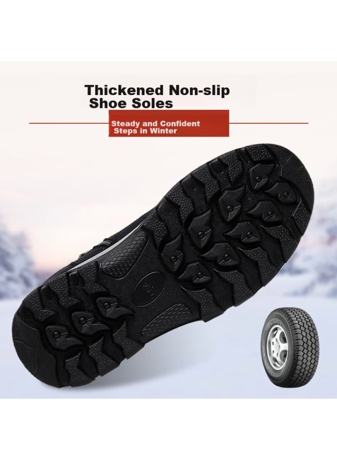 Anglerfish Winter Pure Wool Warm Men's Old Beijing Cloth Shoes, Thickened Waterproof Dad High-top Cotton Boots 23503, Black, Size 43 - Image 5