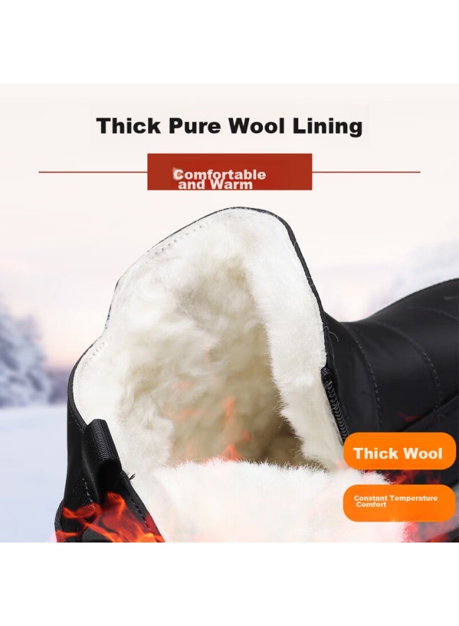 Anglerfish Winter Pure Wool Warm Men's Old Beijing Cloth Shoes, Thickened Waterproof Dad High-top Cotton Boots 23503, Black, Size 43 - Image 4