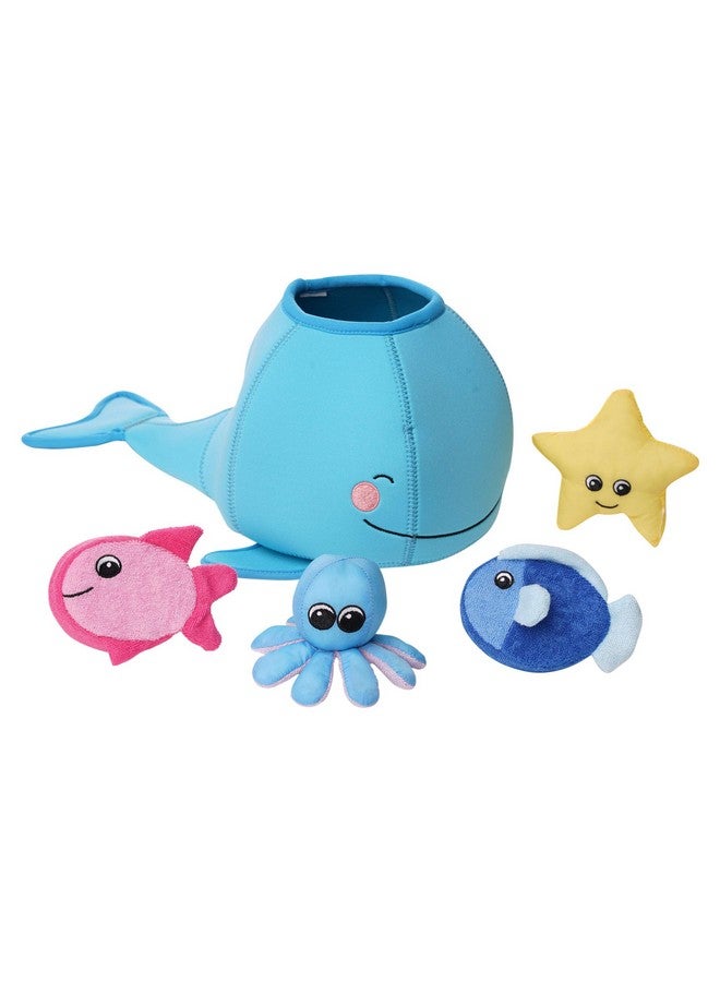 Manhattan Toy Manhattan Toy Neoprene Whale 5-Piece Floating Spill n Fill Bath Toy with Quick Dry Sponges and Squirt Toy - Image 1