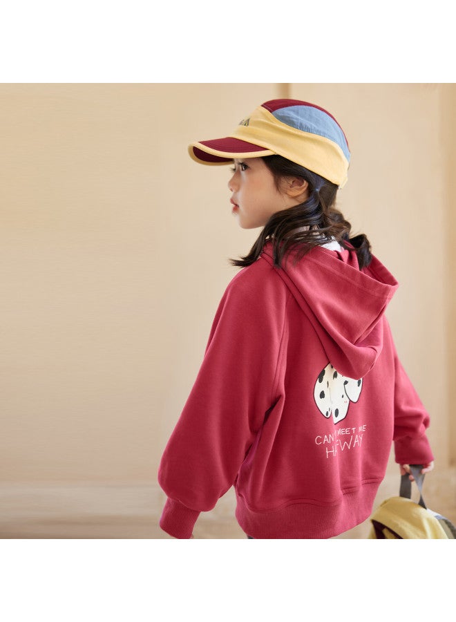 Luson Okids Little O Baby Kids Hoodie Sweatshirt Jacket Girls Hooded Drop Shoulder  Autumn Girls Back Pattern Cardigan - Image 1