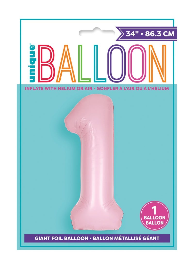 Unique 34" Matte lovely pink number 1 foil balloon - Image 2
