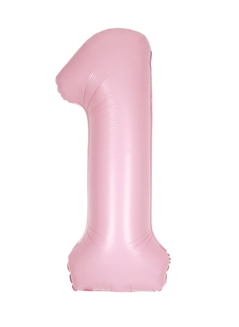 Unique 34" Matte lovely pink number 1 foil balloon - Image 1
