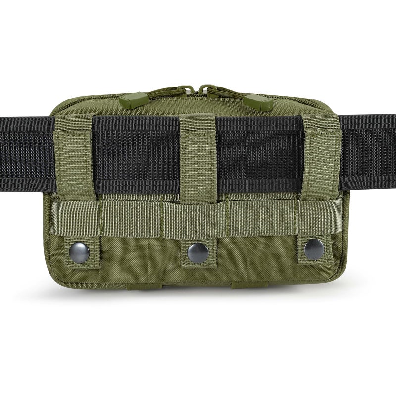 FRTKK Tactical Molle Admin Pouch Utility Laser Cut EDC Tool Pouch Bag Horizontal Modular Pouches Include US Flag Patch and Keychain (Army Green) - Image 5