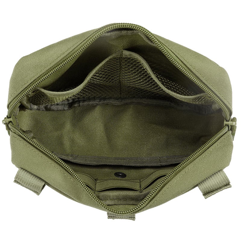 FRTKK Tactical Molle Admin Pouch Utility Laser Cut EDC Tool Pouch Bag Horizontal Modular Pouches Include US Flag Patch and Keychain (Army Green) - Image 3