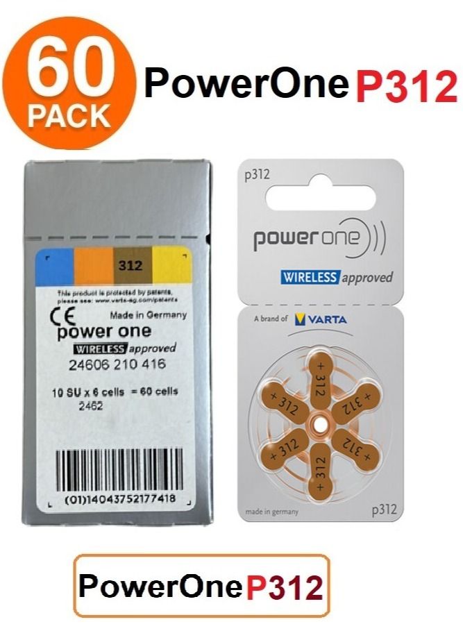 Power One Exceptional power and pure, clear sound with the original German Power One hearing aid battery pack 1.45V 60pcs  - Image 1