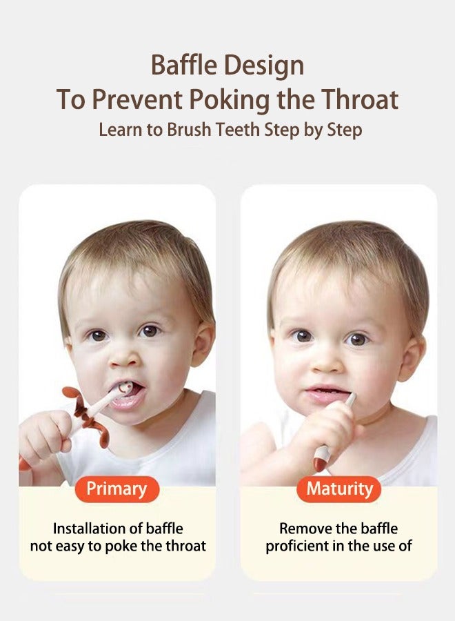 2 فرشاة أسنان للتدريب للأطفال من عمر 1-6 سنوات بشعيرتين ناعمتين لمنع الوخز في الحلق. - Image 4