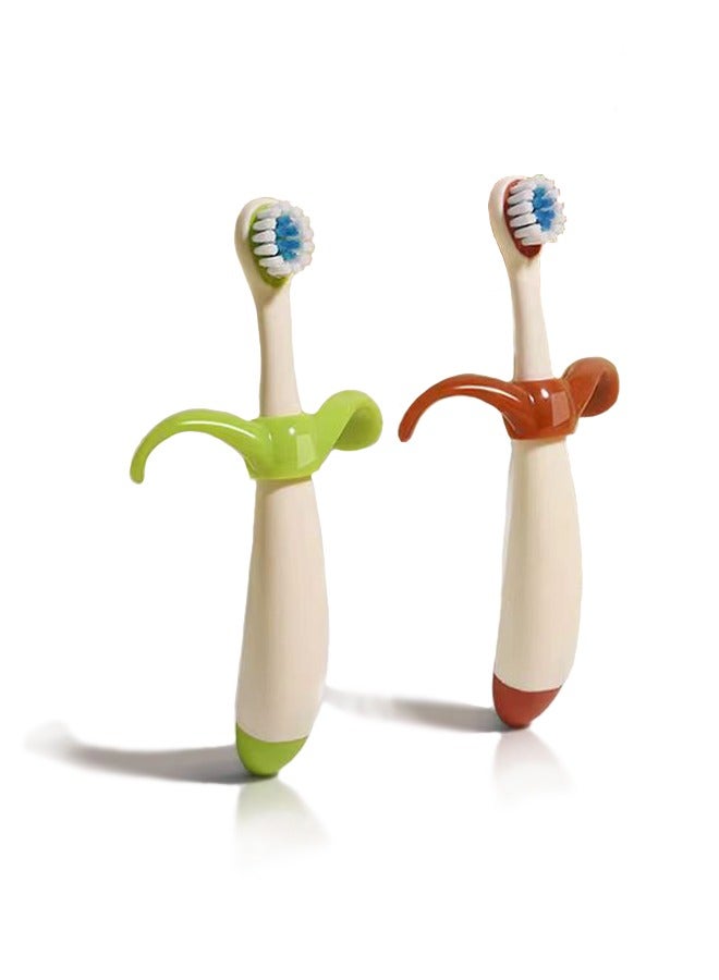 2 فرشاة أسنان للتدريب للأطفال من عمر 1-6 سنوات بشعيرتين ناعمتين لمنع الوخز في الحلق. - Image 1