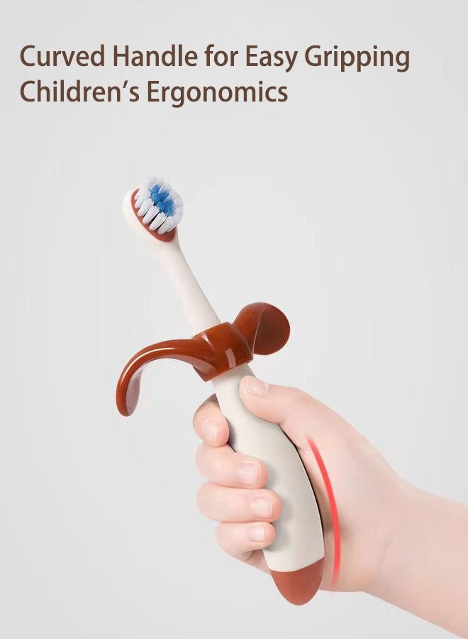 2 فرشاة أسنان للتدريب للأطفال من عمر 1-6 سنوات بشعيرتين ناعمتين لمنع الوخز في الحلق. - Image 3
