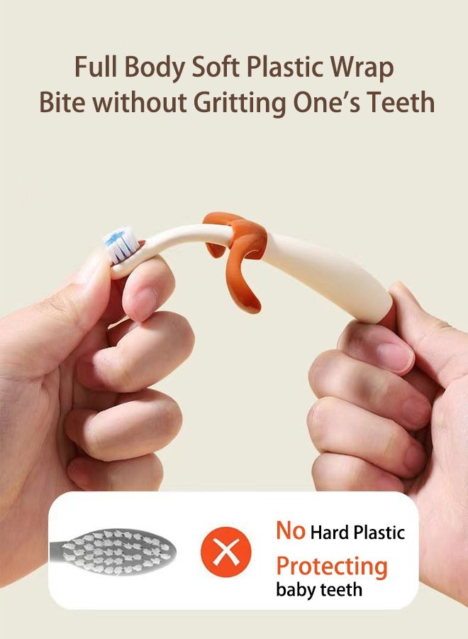 2 فرشاة أسنان للتدريب للأطفال من عمر 1-6 سنوات بشعيرتين ناعمتين لمنع الوخز في الحلق. - Image 5