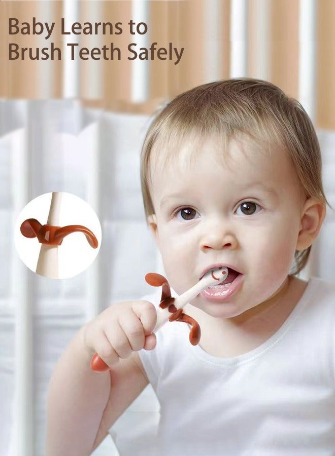 2 فرشاة أسنان للتدريب للأطفال من عمر 1-6 سنوات بشعيرتين ناعمتين لمنع الوخز في الحلق. - Image 2