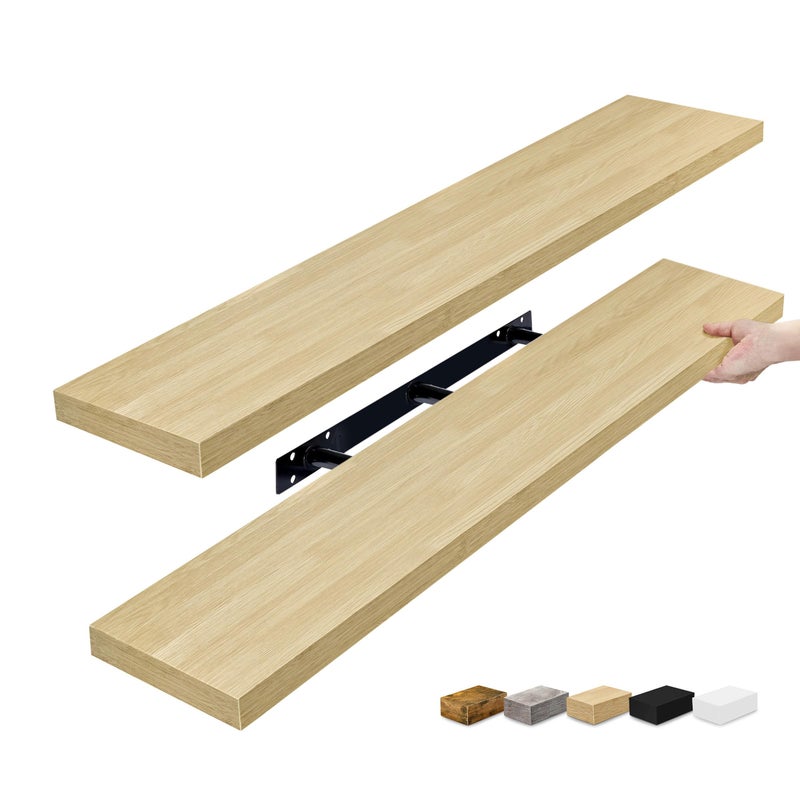 Sorbus Floating Shelves for Wall - 48 Inch Long Bathroom Shelves, Wall Decor for Bedroom, Kitchen, Living Room & Book Storage - Mounted Floating Shelf with Invisible Brackets (Maple Wood, 2 Pack) - Image 1