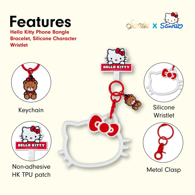 Sonix x Sanrio Phone Bangle Bracelet, Silicone Character Wristlet - Detachable Key Ring Bracelet with Tether Tab, Universal Compatibility | Hello Kitty - Image 5
