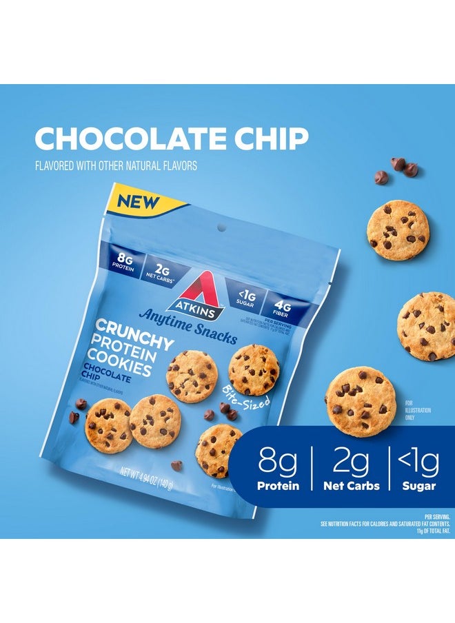 Atkins Atkins Bite-Sized Crunchy Protein Cookies, Chocolate Chip, 8g Protein, 4g Fiber, 1g Net Carb, 1g Sugar, Keto Friendly, 3 Bags (5 Servings Per Bag)  - Image 2