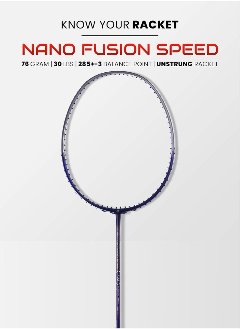 Apacs - Nano Fusion Speed 722 Ultra Light 77g Badminton Racket | Japanese Graphite Frame | 30LBS Tension | Medium Flex | Even Balance (285±5mm) - Image 1