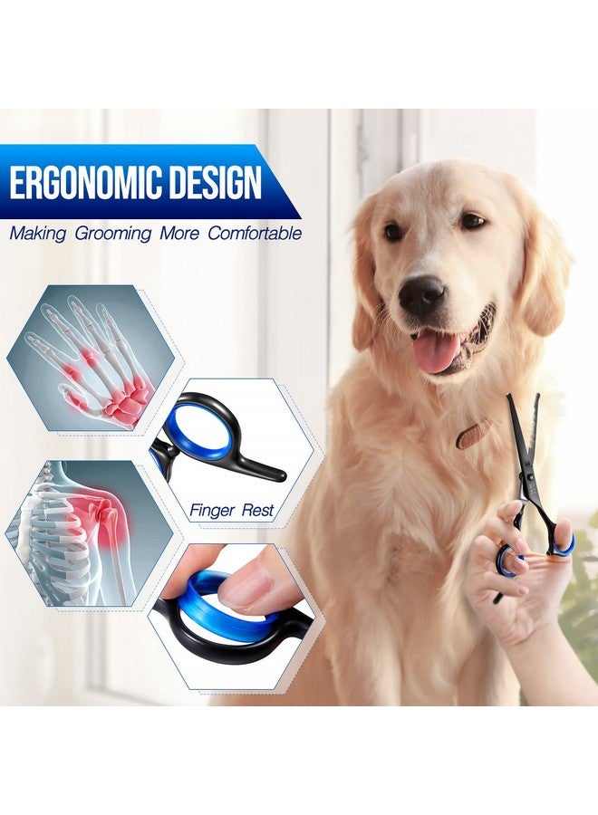 جيمارس مجموعة مقصات العناية بالكلاب من جيمارز، احترافية 4CR، بطرف دائري آمن، 5 في 1، مقصات تخفيف ومقصات منحنية ومستقيمة مطلية بالتيتانيوم عالي التحمل - Image 5