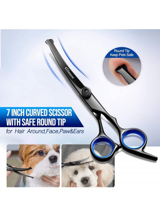 جيمارس مجموعة مقصات العناية بالكلاب من جيمارز، احترافية 4CR، بطرف دائري آمن، 5 في 1، مقصات تخفيف ومقصات منحنية ومستقيمة مطلية بالتيتانيوم عالي التحمل - Image 3