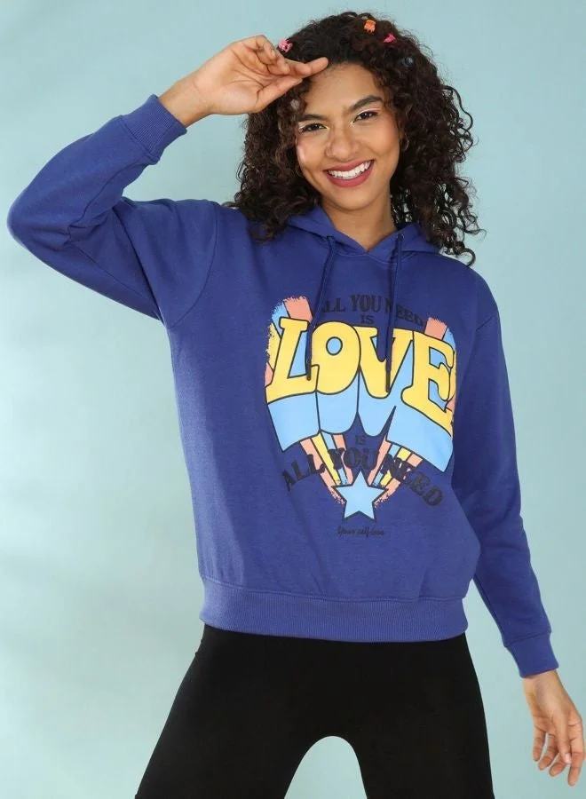 Freehand  Women Regular Fit Printed Hooded Neck Long Sleeve Overhead-Hooded Sweatshirt  | Best Price UAE