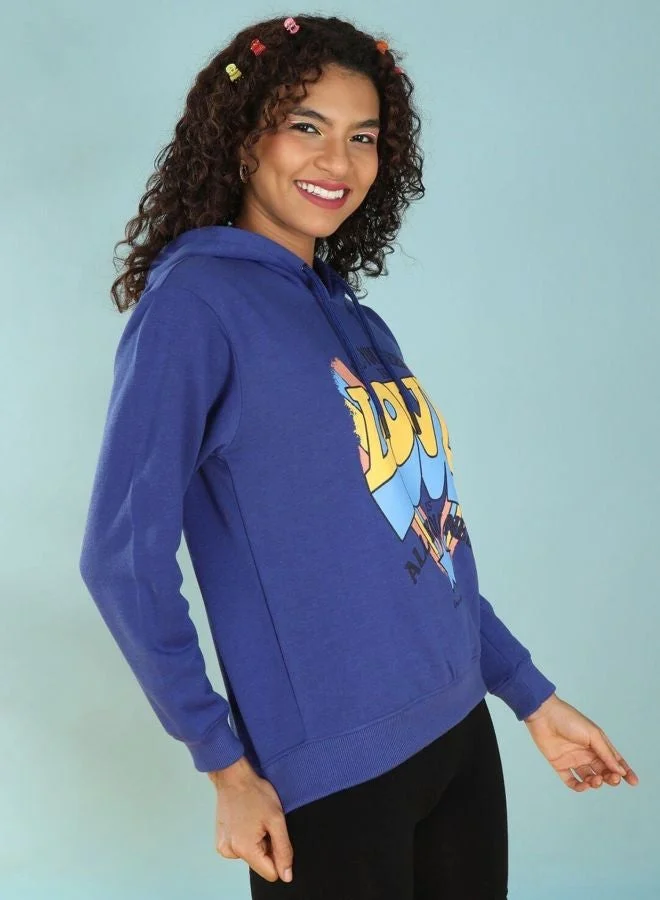 Freehand  Women Regular Fit Printed Hooded Neck Long Sleeve Overhead-Hooded Sweatshirt  | Best Price UAE