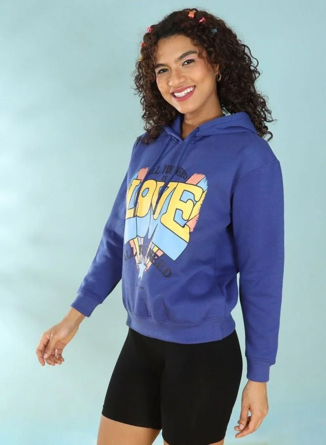 Freehand  Women Regular Fit Printed Hooded Neck Long Sleeve Overhead-Hooded Sweatshirt  | Best Price UAE