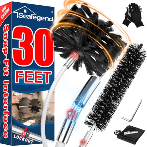 Sealegend 30 Feet Dryer Vent Cleaner Kit Lint Remover 2Upgraded Flexible QuickSnap Brush with Drill Attachment Extends Up to 30 Feet for Easy Cleaning Works withWithout a Power Drill