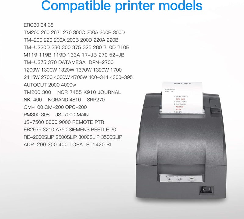 LxTek 30 عبوة بديل شريط ERC30 متوافق مع ERC-30، ERC 30 34 38 B/R مستخدم مع طابعة Epson ERC30 ERC34 ERC38 NK506 (أسود وأحمر) - Image 2