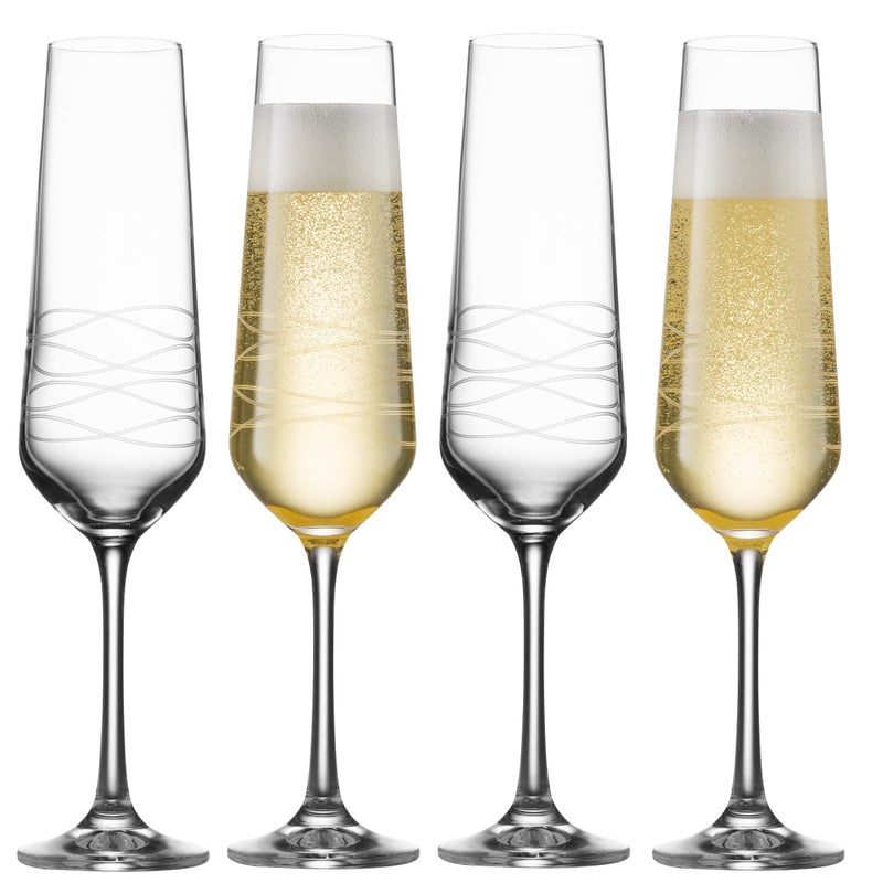 Glass champagne flutes Set Of 4  Chic Long Stem 7 ounce Wine Glass set Made From Crystal Clear Glass  Grat Wine Gift For Wedding Anniversary ChristmasBirthday  Made In Europe