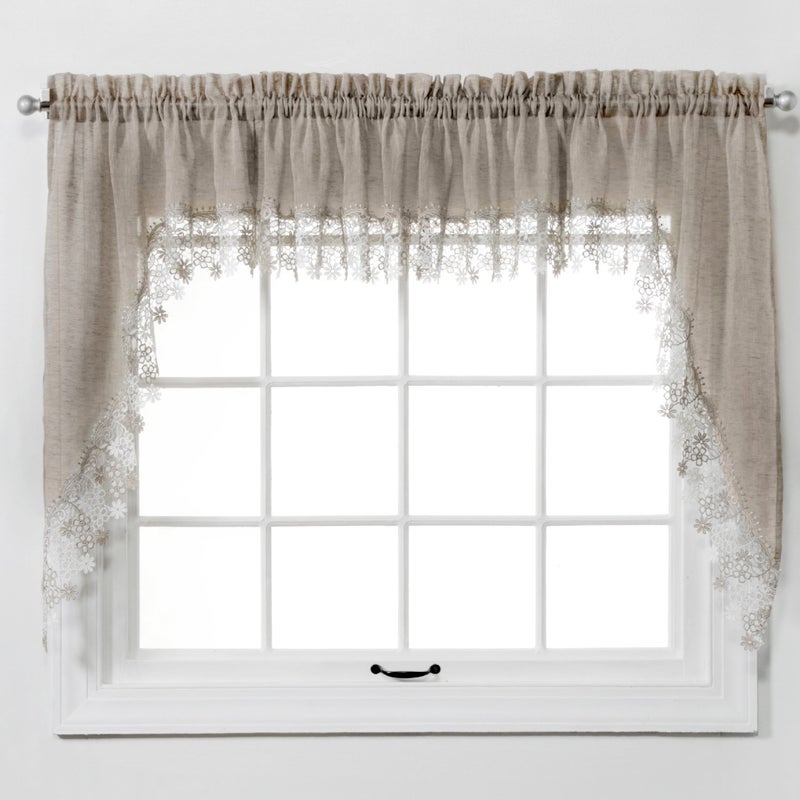 RENAISSANCE HOME FASHION Lillian Swag Pair, 56" X 38", Linen - Image 1
