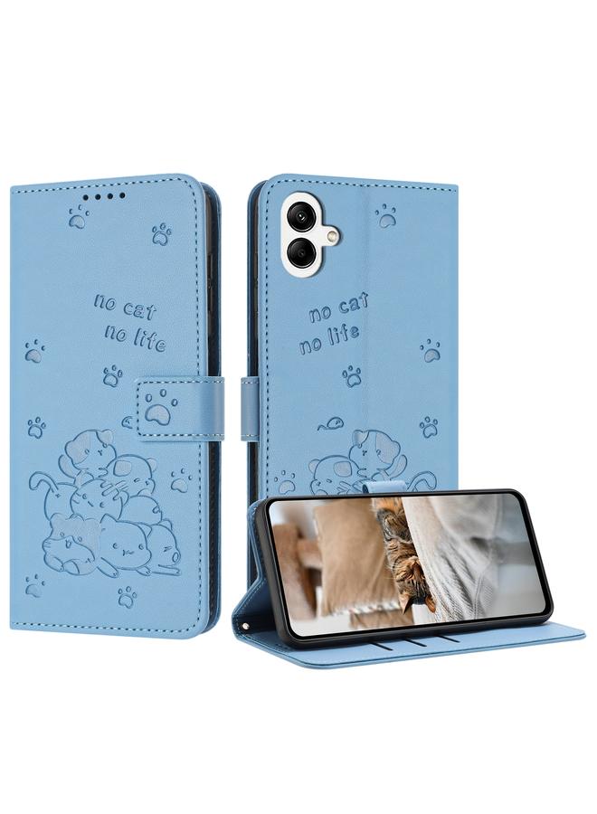 اس-توب جراب لهاتف Samsung Galaxy A04e / F04 / M04 جراب جلدي منقوش عليه صورة قطة صغيرة مع حبل - Image 1