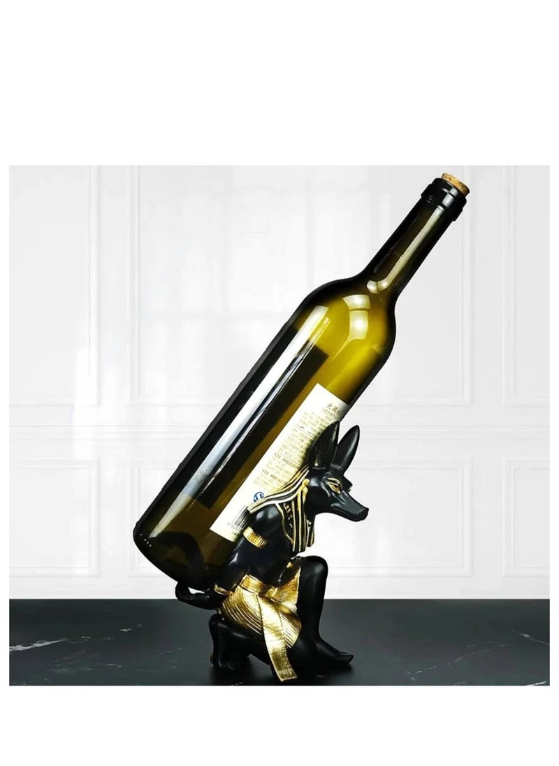 BLUE CORAL Blue Coral Resin Anubis Dog Wine Rack Figurines Bastet Bottle Holder Gamepad Mobile Phone Controller Holder Cat Statue Restaurant Cabinet Tabletop Decor Item  - Image 2