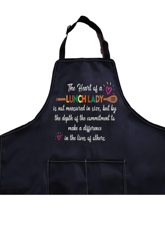 PXTIDY Lunch Lady Apron The Heart of a Lunch Lady Not Measured In Size Cafeteria Worker Appreciation Gift School Cook Chef Apron (black) - Image 2
