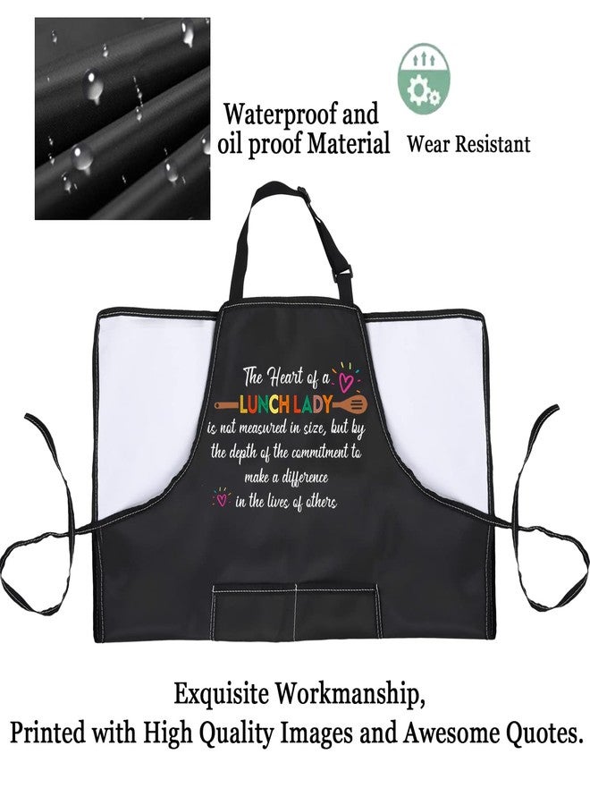PXTIDY Lunch Lady Apron The Heart of a Lunch Lady Not Measured In Size Cafeteria Worker Appreciation Gift School Cook Chef Apron (black) - Image 4