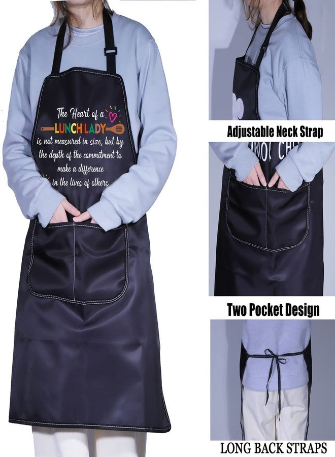 PXTIDY Lunch Lady Apron The Heart of a Lunch Lady Not Measured In Size Cafeteria Worker Appreciation Gift School Cook Chef Apron (black) - Image 5