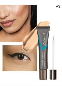 Vasanti Cosmetics VASANTI Oil-Free Foundation & Concealer in 1 - Liquid Cover-Up (V3) - Full Matte Coverage Long Lasting Paraben-Free Vegan Friendly Makeup  - Image 2