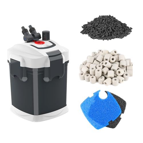 fishkeeper 528GPH Canister Filter, 3-Stage Filtration Aquarium Filter with Quartz Balls and Filter Cotton, Ultra-Quiet External Aquarium Canister Filter for Freshwater and Saltwater up to 150Gal (35W) - Image 1