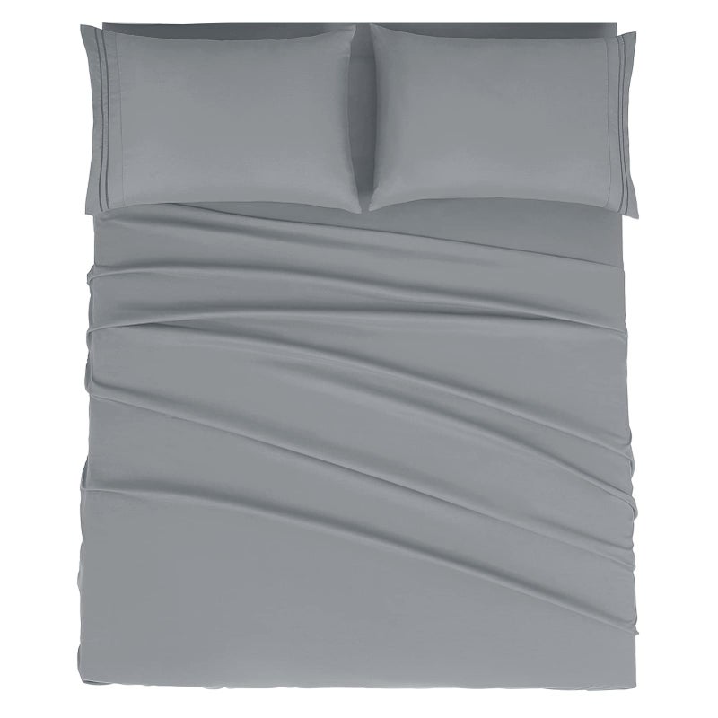 Mejoroom Queen Size Sheet Set  Hotel Luxury 1800 Bedding Sheets  Pillowcases  Deep Pocket Fitted Sheet Soft Breathable Wrinkle  Fade Resistant  4 Piece QueenGray