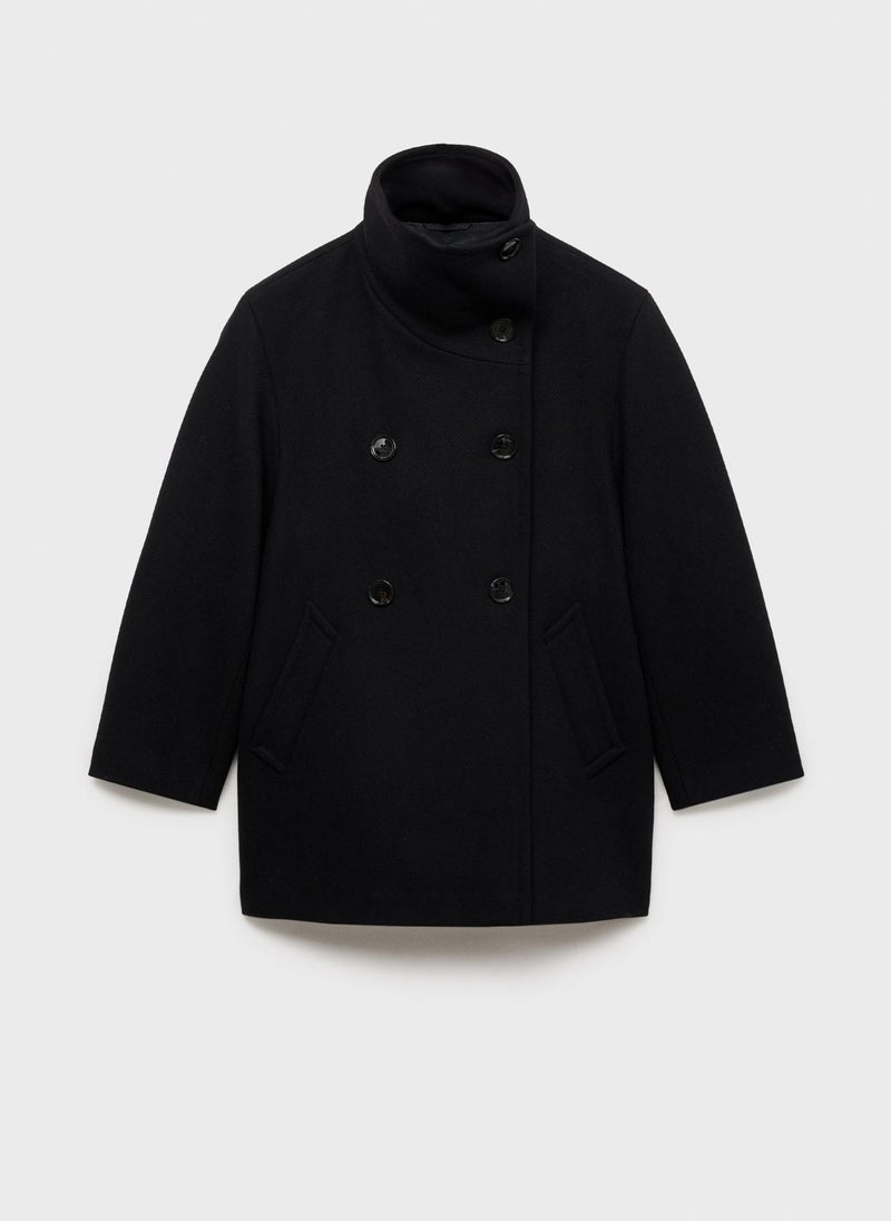 MANGO - Double-Breasted Wool Coat - Image 1