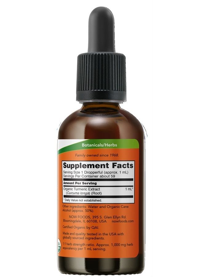 now Supplements, Certified Organic Turmeric Extract, Ayurvedic Herb, Liquid Extract, Organic Turmeric Root 2 fluid ounces - Image 2