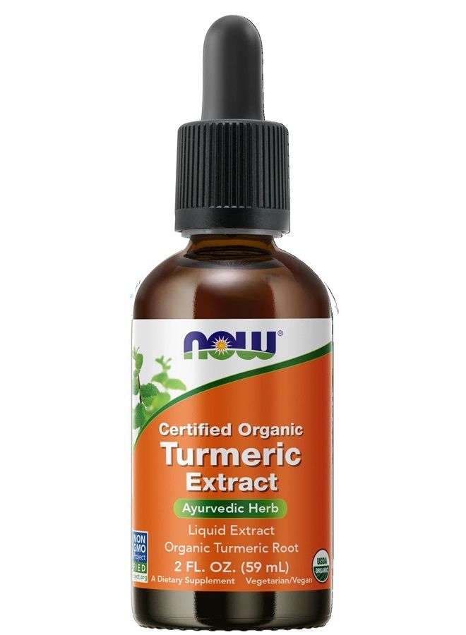 now Supplements, Certified Organic Turmeric Extract, Ayurvedic Herb, Liquid Extract, Organic Turmeric Root 2 fluid ounces - Image 1