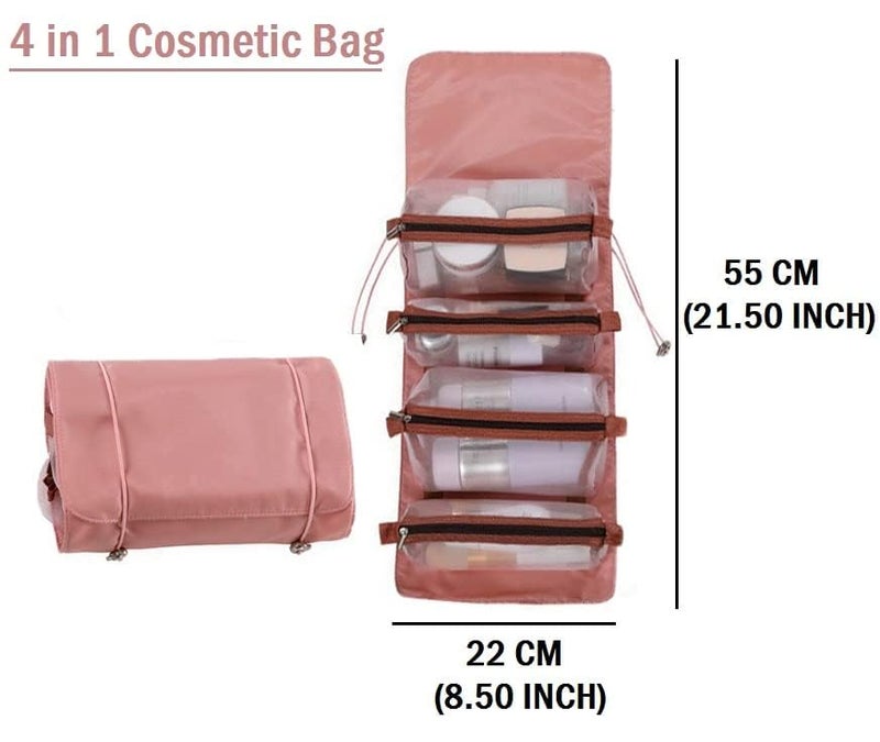 MVM Enterprise 4 in 1 Hanging RollUp Foldable Portable Detachable Cosmetic Organizer Bag Makeup Pouch Travel Toiletry Bag for Women Multicolour - Image 5