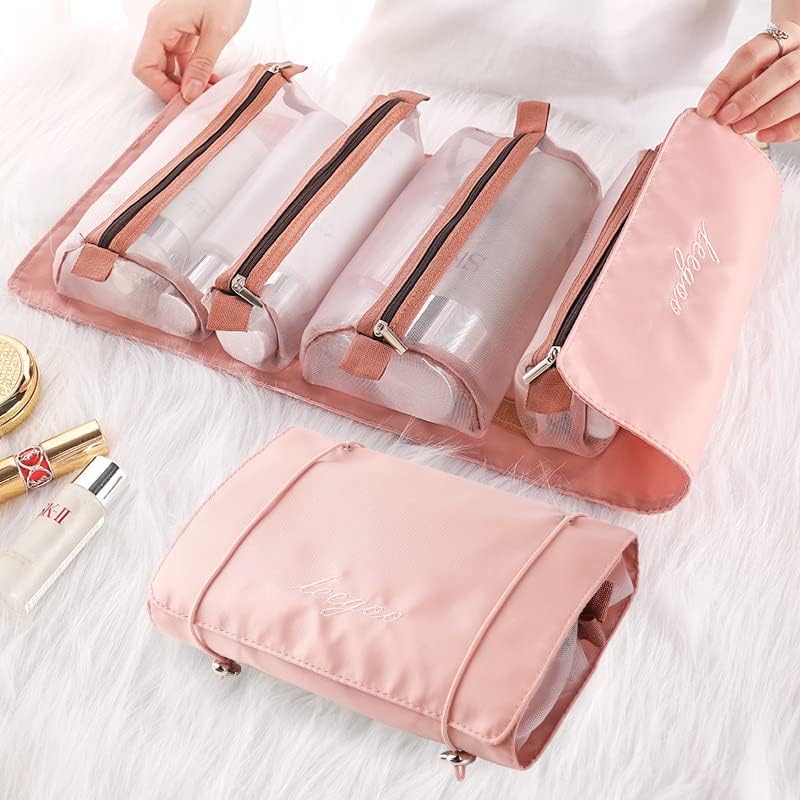 MVM Enterprise 4 in 1 Hanging RollUp Foldable Portable Detachable Cosmetic Organizer Bag Makeup Pouch Travel Toiletry Bag for Women Multicolour - Image 4
