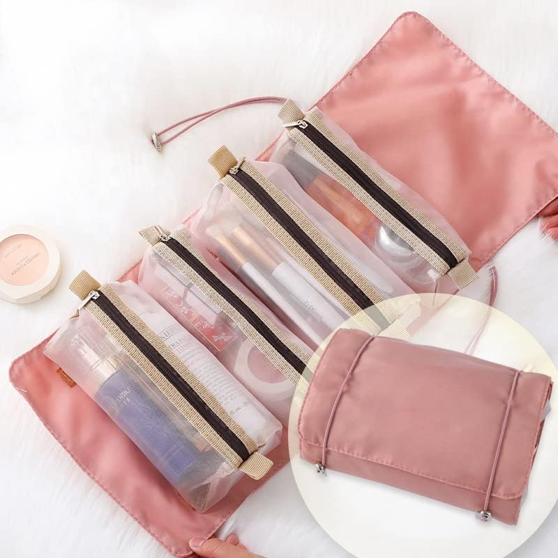 MVM Enterprise 4 in 1 Hanging RollUp Foldable Portable Detachable Cosmetic Organizer Bag Makeup Pouch Travel Toiletry Bag for Women Multicolour - Image 2