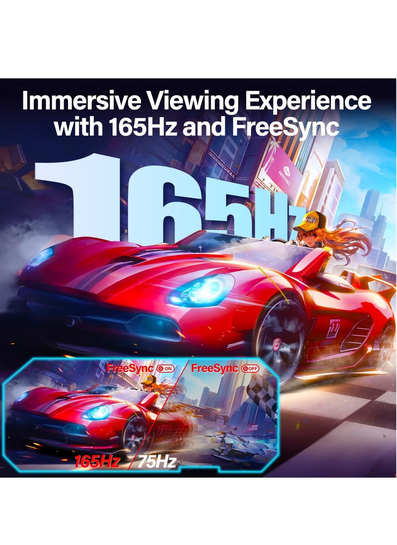 FlashHawk - Curved 27-inch Gaming Monitor 1080p up to 165Hz 144Hz, DisplayPort HDMI and Build-in Speakers, VESA Wall Mount Monitor Black - Image 1