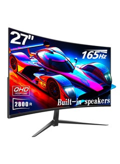 FlashHawk Curved 27-inch Gaming Monitor 1080p up to 165Hz 144Hz, DisplayPort HDMI and Build-in Speakers, VESA Wall Mount Monitor Black  - Image 1
