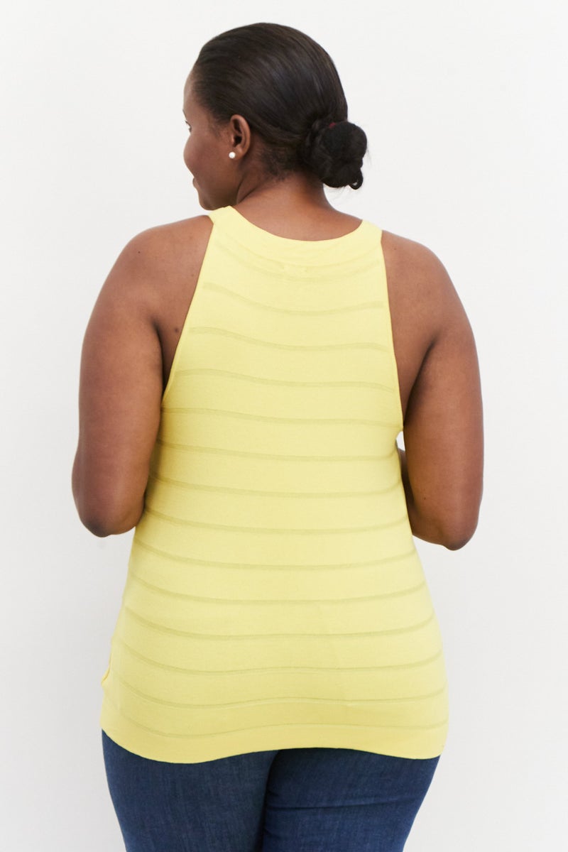 ANNE KLEIN Women Plus Size Round Neck Top, Yellow - Image 3