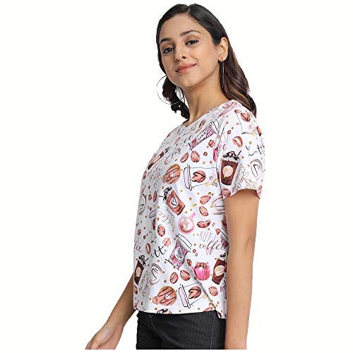 JUNEBERRY® Women's Cotton Printed T-Shirt (JB_54_Coffee_L_Grey_Large) - Image 5